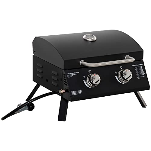 Outsunny Barbacoa de Mesa a Gas Plegable con 2 Quemadores Parrilla de Gas...