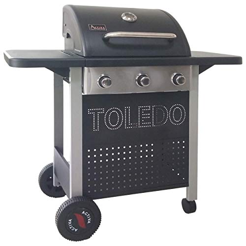 ACTIVA Toledo 300 - Barbacoa de gas, 3 quemadores de 3 kW cada uno, carro de...