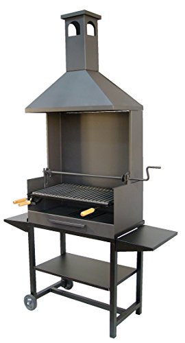 Imex El Zorro 71531 - Barbacoa chimenea con ruedas, elevador, parrilla inox y...